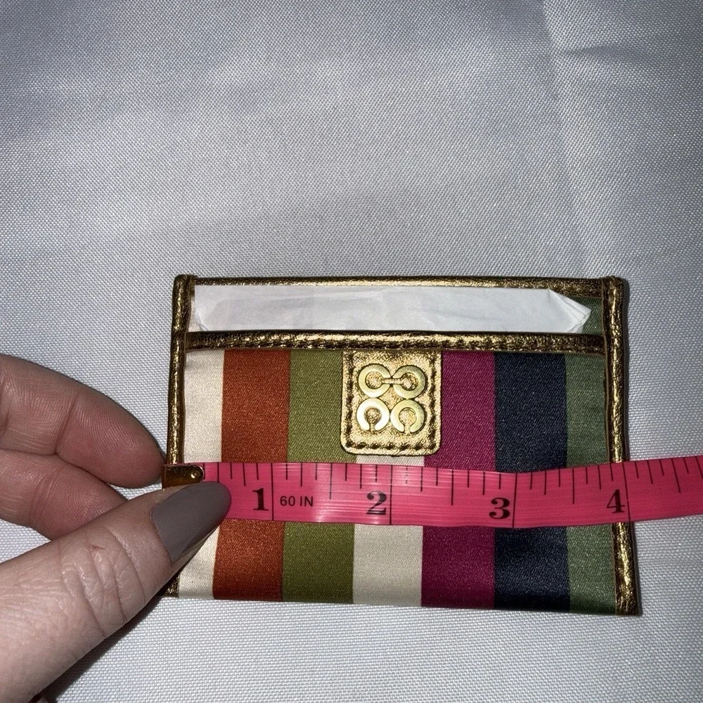 Coach Multicolor 65th Anniversary Legacy Stripe Card ID Case Slim Wallet NWT